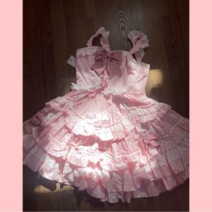 lolita sweet pink ribbon dress